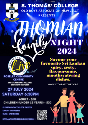 STC OBA NSW/ACT Presents - Thomian Family Night 2024 - 27th July 2024 - 6.30 pm ( Sydney Event )