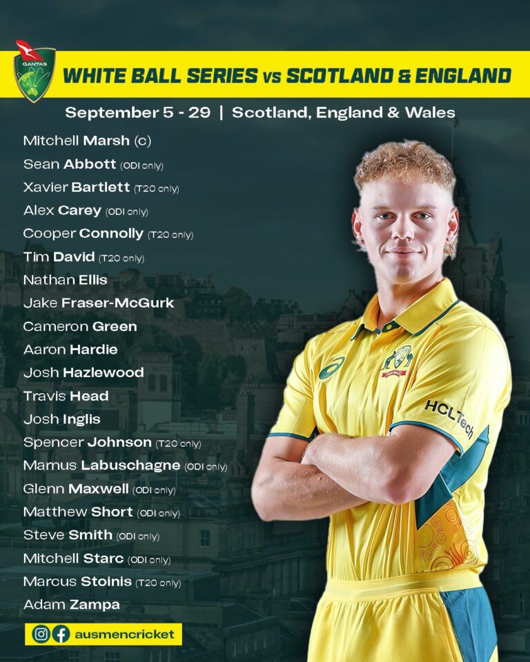 Australia men’s squads for UK Tour