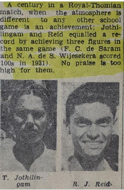 Heroes from the 1956 Royal-Thomian