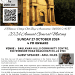Annual General Meeting of S. Thomas’ College Old Boys’ Association NSWACT for 2024. - Sunday the 27th of October 2024 - 4pm ( Sydney Event )