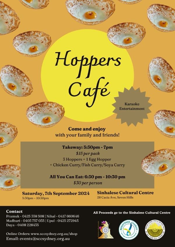 Hoppers Cafe at SCC - Saturday 7th Sep - Come and Join!