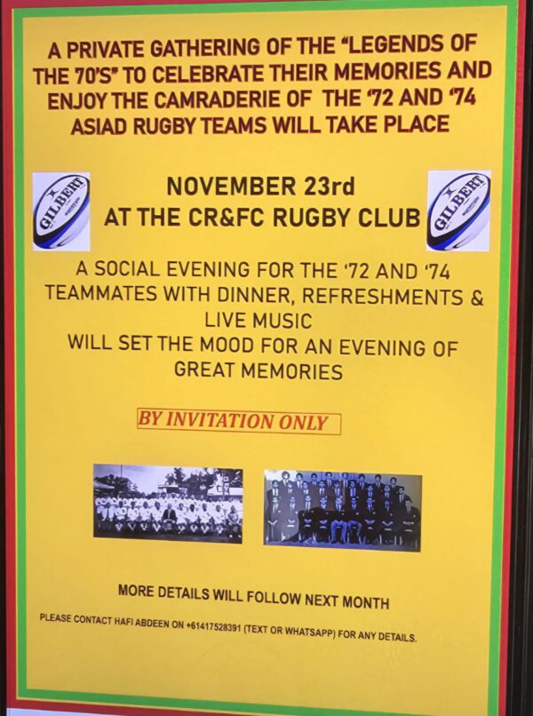 Rugby Union greats of the 70's plan a night of reminiscing at CR&FC on November 23. - By Trevine Rodrigo in Melbourne (2)