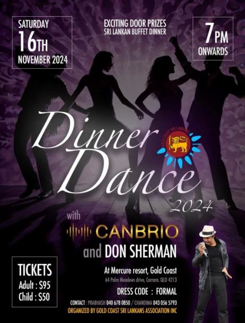 Dinner Dance 2024 With CANBRIO and DON SHERMAN - 16TH NOVEMBER 2024 - 7PM ONWARDS