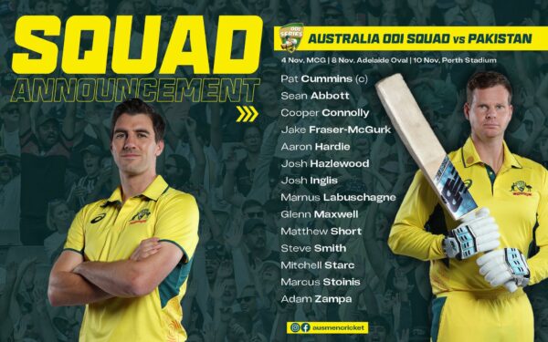 The National Selection Panel (NSP) today confirmed men’s squads for the ODI International Series against Pakistan and Australia A matches against India.