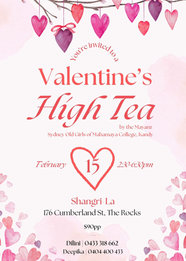 Valentine's High Tea By Mayanz - 15th February 2025 - 2.30 PM To 6.30 PM ( Sydney Event )