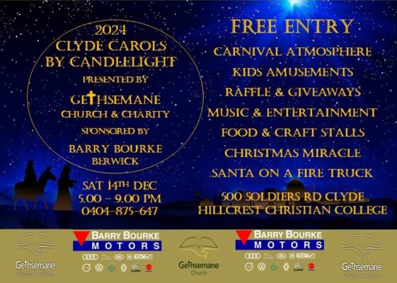 Gethsemane Clyde Carols by Candlelight 2024 - Saturday 14th December from 5-9pm ( Melbourne Event )