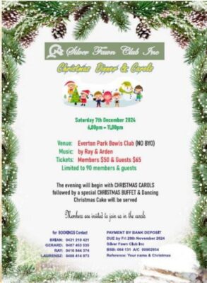 Silver Fawn Club Inc Christmas Dinner & Carols Saturday 7th December 2024