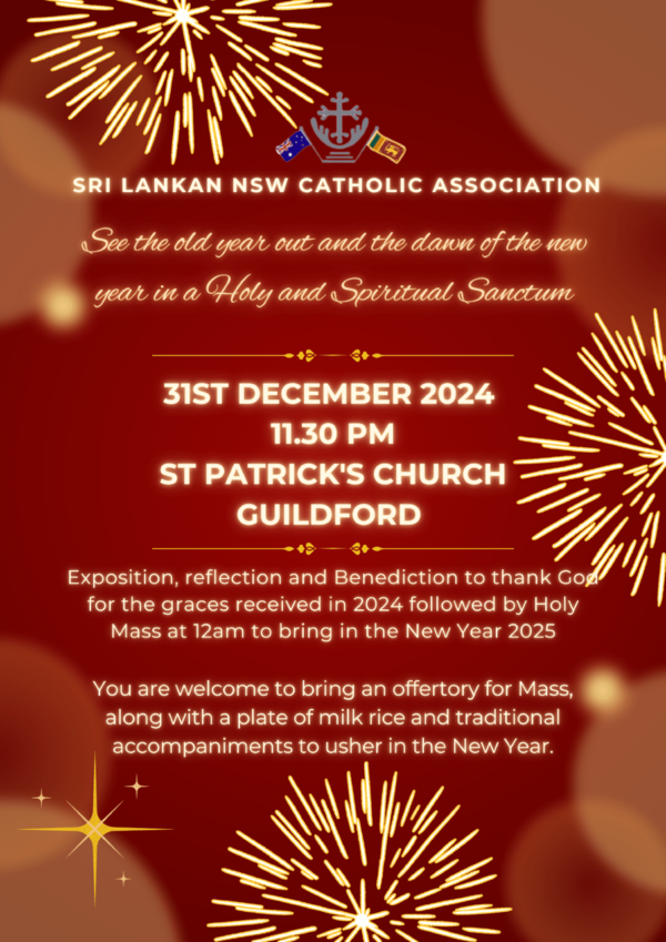 New Years's Eve Thanksgiving Mass - 31st December 2024 - 11.30 PM ( Sydney Event )