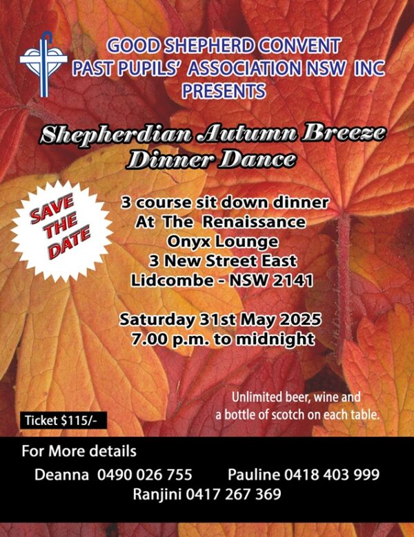 Shepherdian Autumn Breeze Dinner Dance - 31st May 2025 - 7.00 PM To Midnight ( Sydney Event )