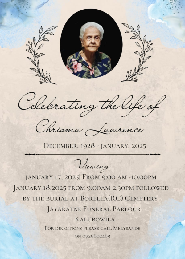 Vale Chrisma Lawrence/ Passing away of the mother of Peterites Pierre, Aneurin and Dillon/May her Precious soul rest in peace