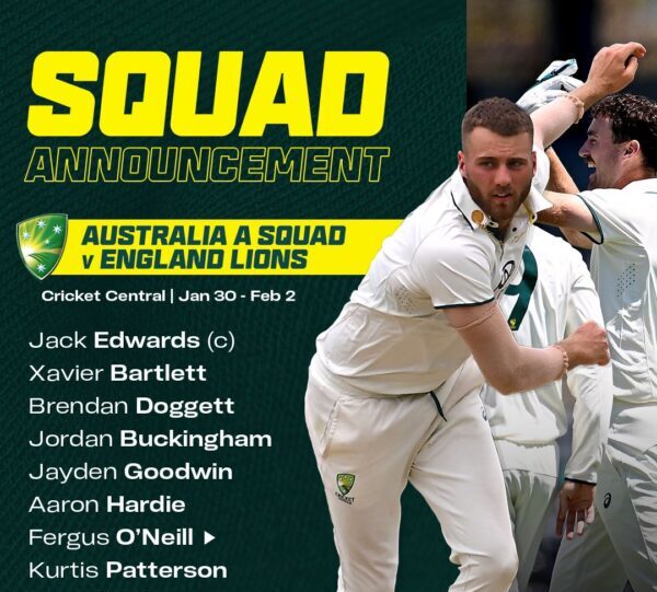 Australia A squad for Tour Match against England Lions