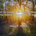 What lies behind us and what lies before us are tiny matters compared to what lies within us. - Henry S. Haskins (1)