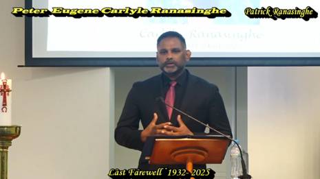 Carlyle Eugene Peter Ranasinghe Last Farewell 1930 2025