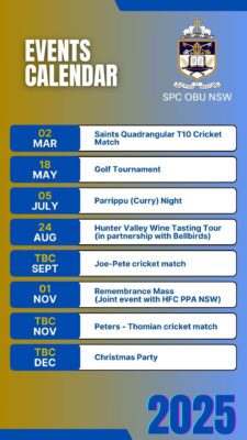 Events Calendar for 2025 – Save the Dates