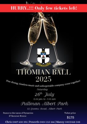 THOMIAN BALL 2025 – 26th July 6:30 pm to 1:00 am ( Melbourne Event )