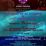 THE FEAST OF ST ANTHONY & 171St COLLEGE DAY - SATURDAY, 14TH JUNE 2025 - 10.30AM ( Sydney Event )
