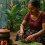 Traditional Sri Lankan clay pot meal cooked over open fire in the jungle