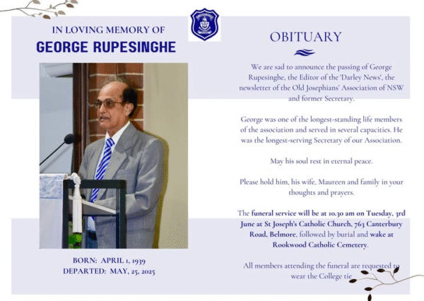 IN LOVING MEMORY OF GEORGE RUPESINGHE