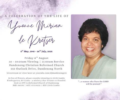 A CELEBRATION OF THE LIFE OF Yvonne Mirina de Kretser