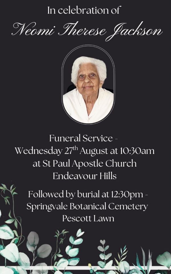 In celebration of Neomi Therese Jackson 