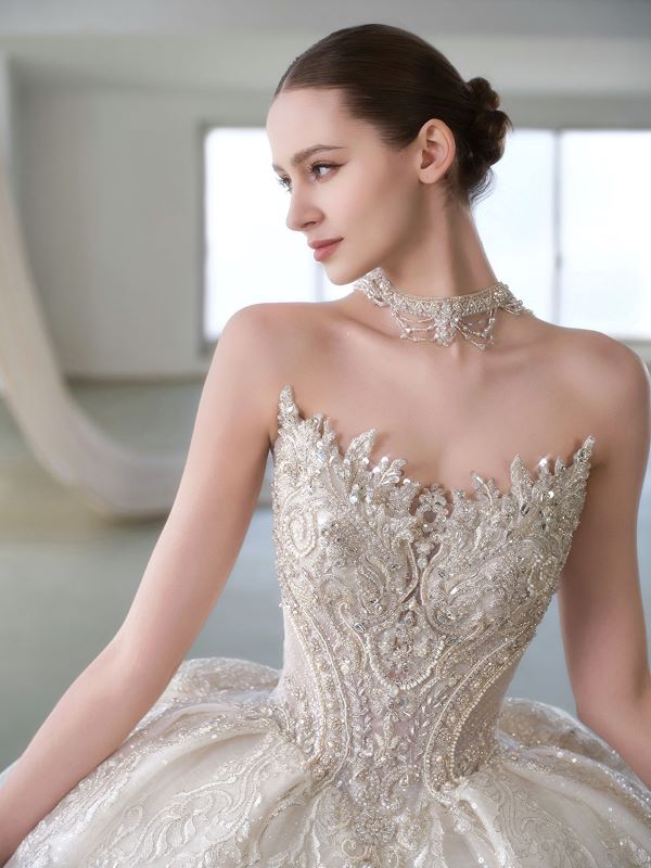 Princess style wedding gowns Sydney with tiaras and veils