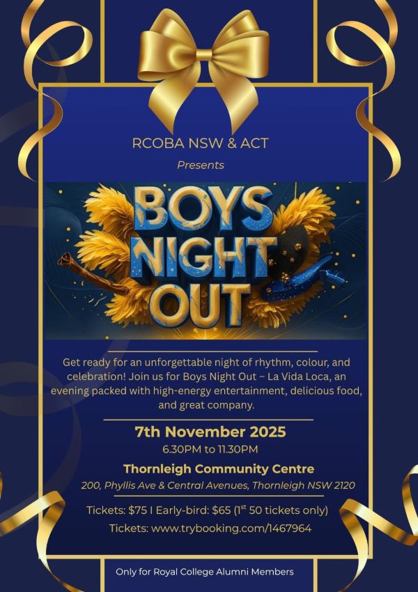 RCOBA NSW & ACT Presents - BOYS NIGHT OUT - 7th November 2025 - 6.30PM to 11.30PM ( Sydney Event)