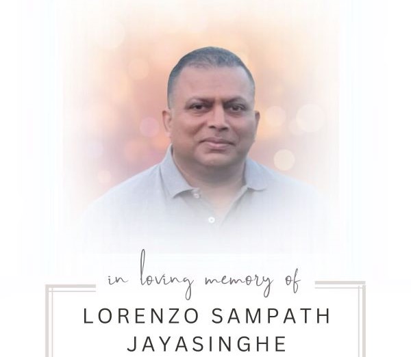 Loving Memory Of LORENZO SAMPATH JAYASINGHE 2