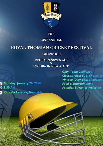 31ST ANNUAL ROYAL THOMIAN CRICKET FESTIVAL - Monday, January 26, 2026 830 AM ( Sydney Event )