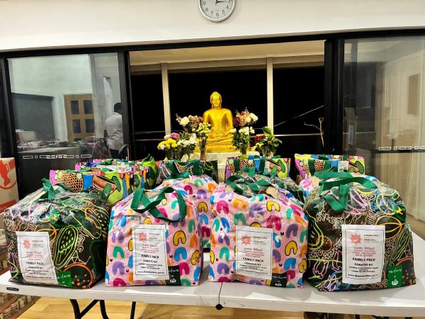 36 shipping boxes containing 103 family packages were packed over the last two days for the people impacted by floods in Sri Lanka on behalf of Dhamma Vijaya Buddhist Vihara in Hornsby, NSW