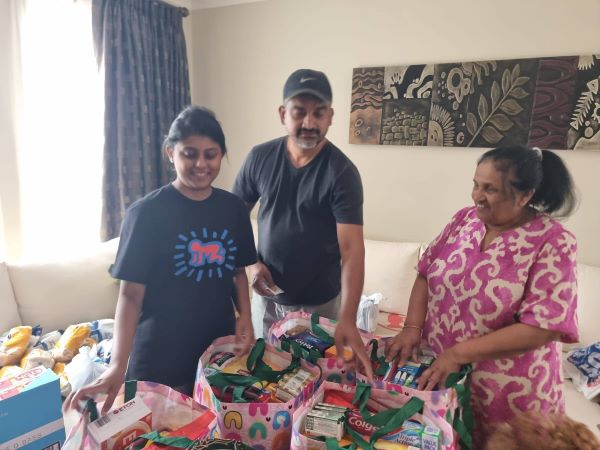 36 shipping boxes containing 103 family packages were packed over the last two days for the people impacted by floods in Sri Lanka on behalf of Dhamma Vijaya Buddhist Vihara in Hornsby, NSW