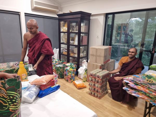 36 shipping boxes containing 103 family packages were packed over the last two days for the people impacted by floods in Sri Lanka on behalf of Dhamma Vijaya Buddhist Vihara in Hornsby, NSW