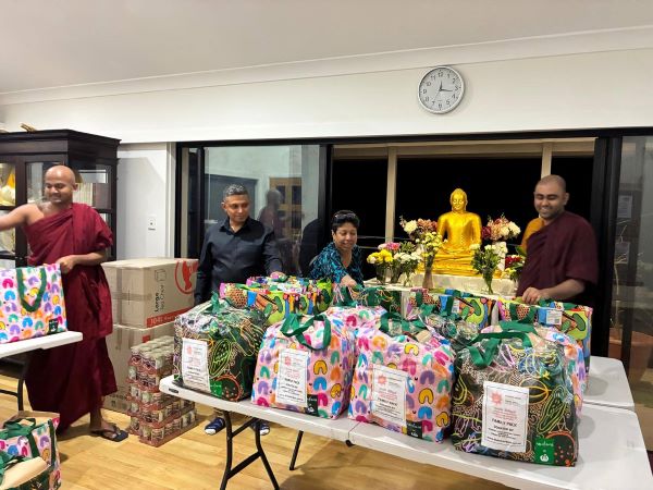 36 shipping boxes containing 103 family packages were packed over the last two days for the people impacted by floods in Sri Lanka on behalf of Dhamma Vijaya Buddhist Vihara in Hornsby, NSW