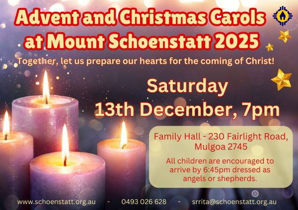 Advent and Christmas Carols at Mount Schoenstatt 2025 - Saturday 13th December- 7pm ( Sydney Event )