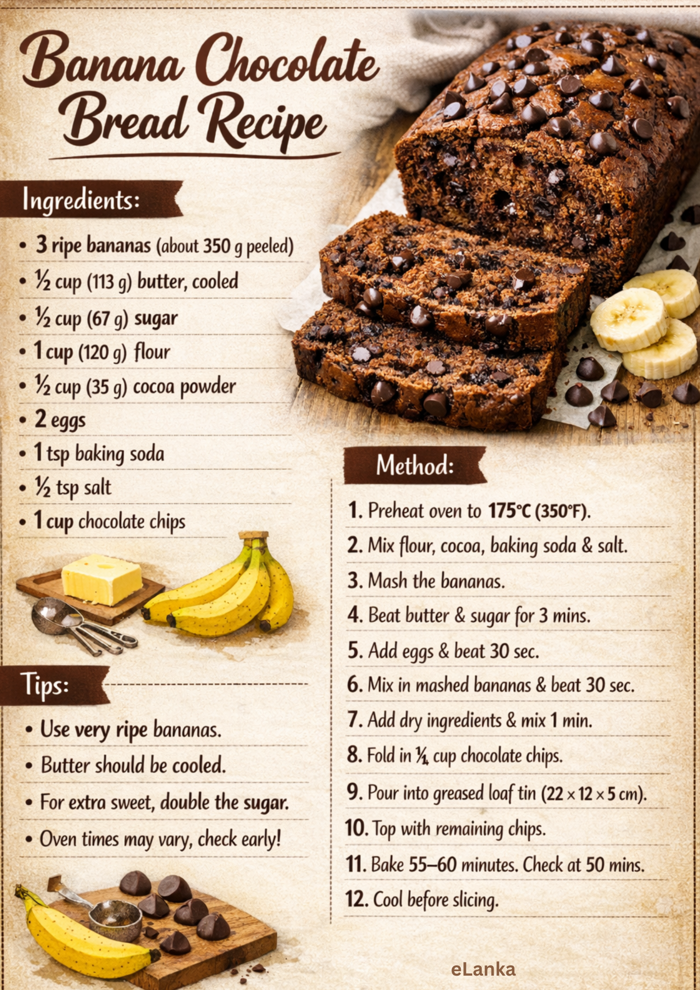Banana Chocolate Bread Recipe (1)