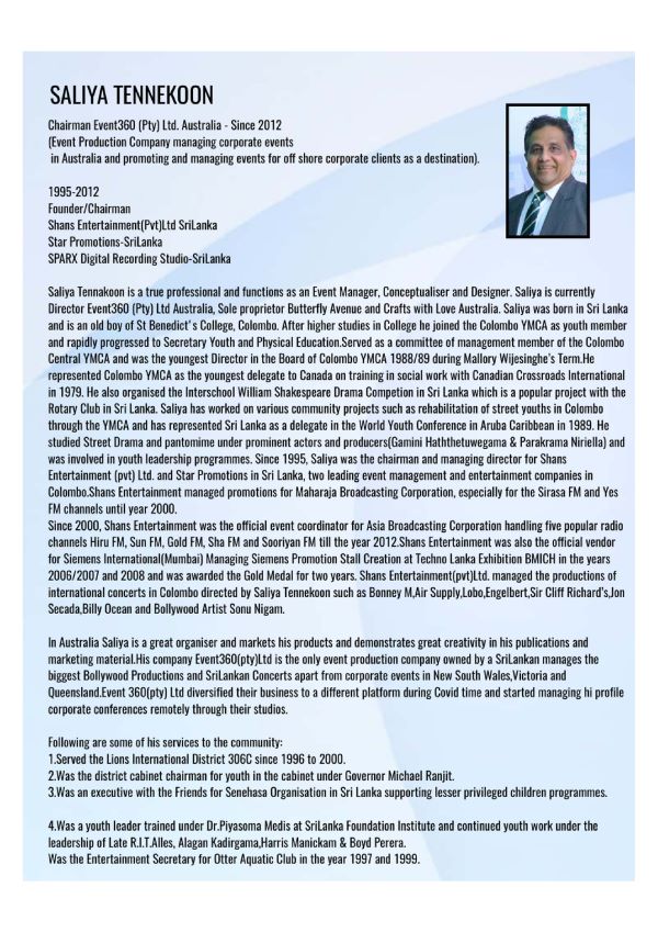 Sri Lanka Association of NSW Inc – President – Saliya Tennekoon
