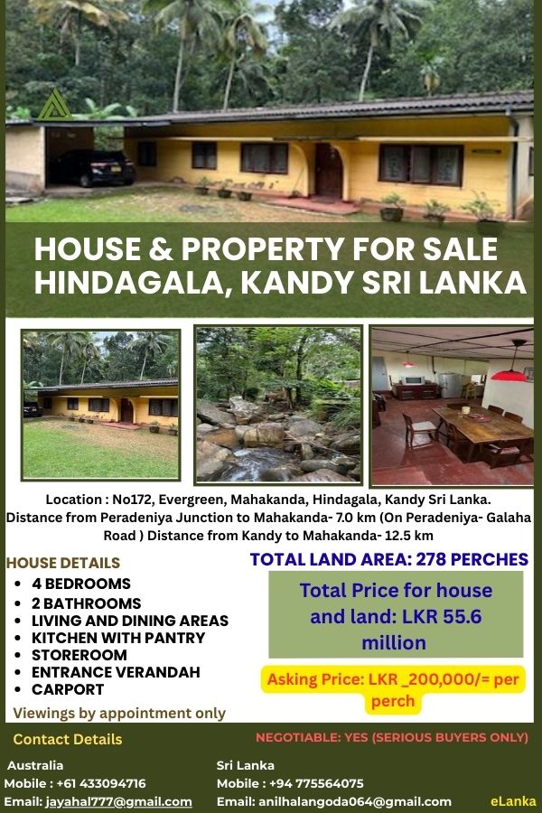 House & Property for Sale Hindagala, Kandy Sri Lanka