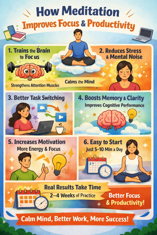 How Meditation Improves Focus and Productivity - By Malsha - eLanka