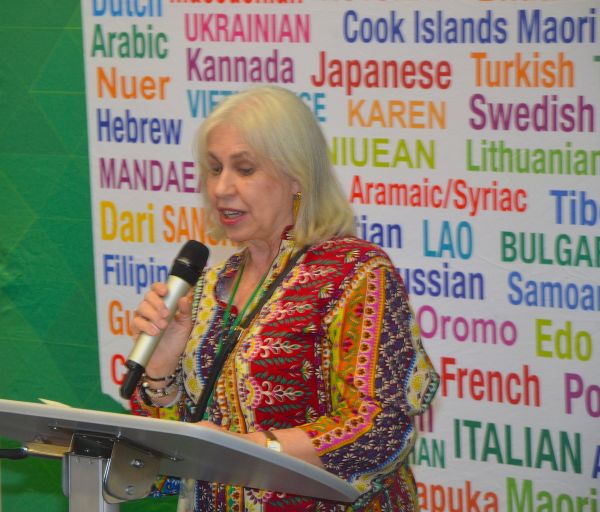 Federation President Lucia Johns welcomes guests to the conference