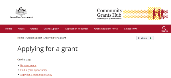 Community Grants Hub – Updated Website