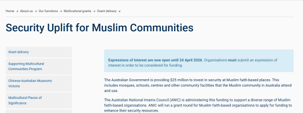 EOI CLOSING SOON! - Security Uplift for Muslim Communities
