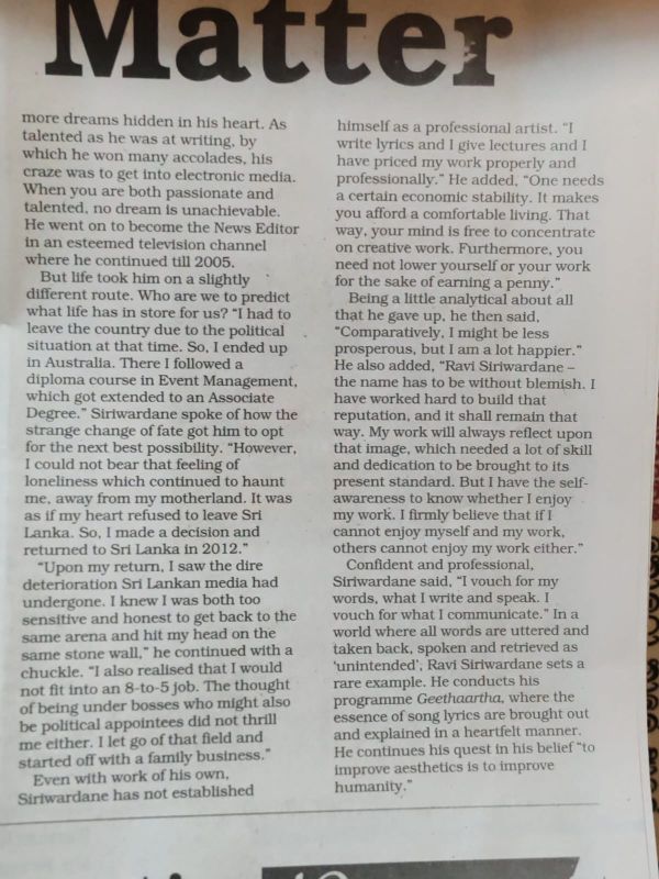 RAVI Siriwardhana Senior Journalist