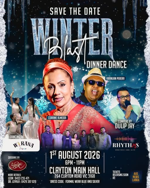 WINTER 'DINNER DANCE VIRANJAN PERERA 1ST AUGUST 2026 - 6PM-11PM