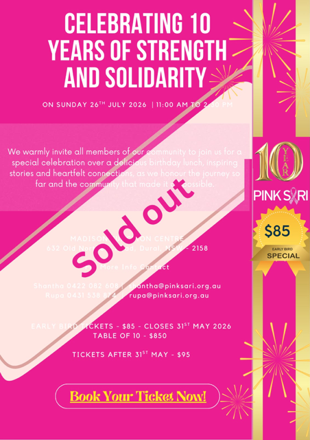 CELEBRATING 10 YEARS OF STRENGTH AND SOLIDARITY – SUNDAY 26 JULY 2026 – 1100 AM TO 200 PM ( Sydney Event )