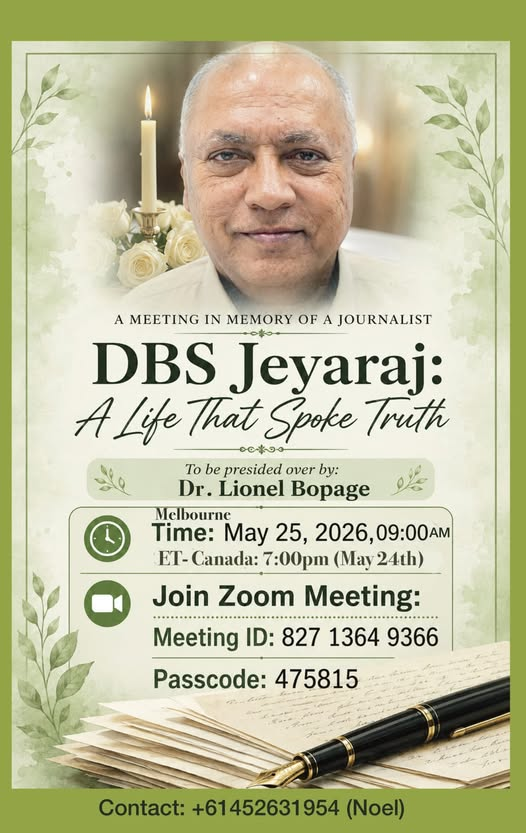 The passing of DBS Jeyaraj marks a profound loss in the pursuit of truth and integrity in journalism