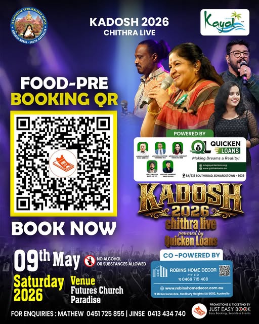 KADOSH 2026 CHITHRA LIVE - 09th May Saturday 2026 - ( Adelaide Event )