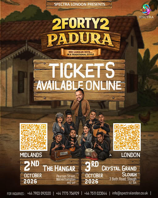 2FORTY2 Padura - SRI LANKAN HITS... IN A TRADITIONAL STYLE - 2nd And 3rd October 2026