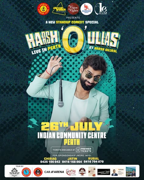 HARSH GUJRAL LIVE IN PERTH - Sunday 26 July 2026 - 630 PM ( Perth Event)