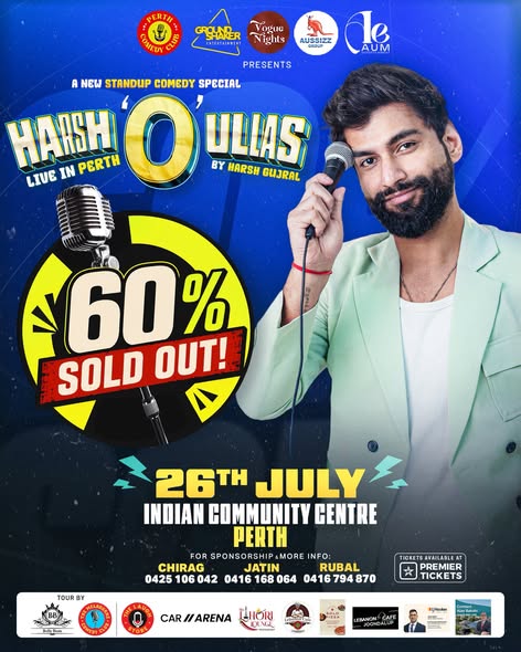 HARSH GUJRAL LIVE IN PERTH - Sunday 26 July 2026 - 630 PM ( Perth Event)