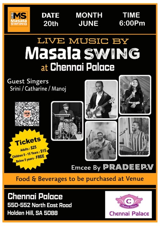 LIVE MUSIC BY MASALA SWING - 20th June - 6:00 PM onwards ( Adelaide Event )