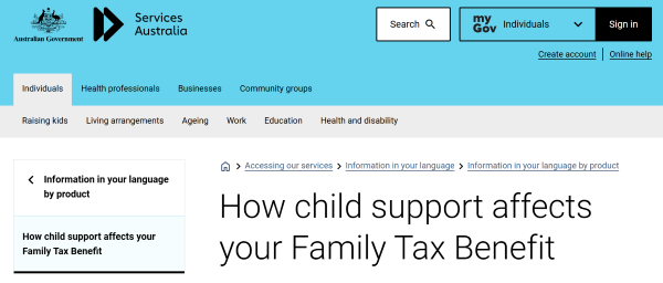 Services Australia – New Factsheets for Family Tax Benefit
